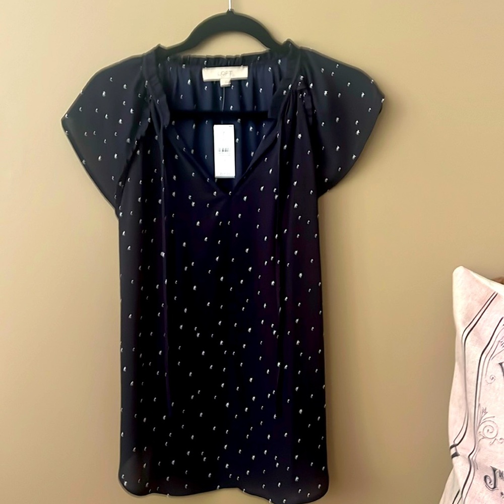 LOFT Tunic with White Stars. Just in Time for Summer Celebrations. Navy Blue.